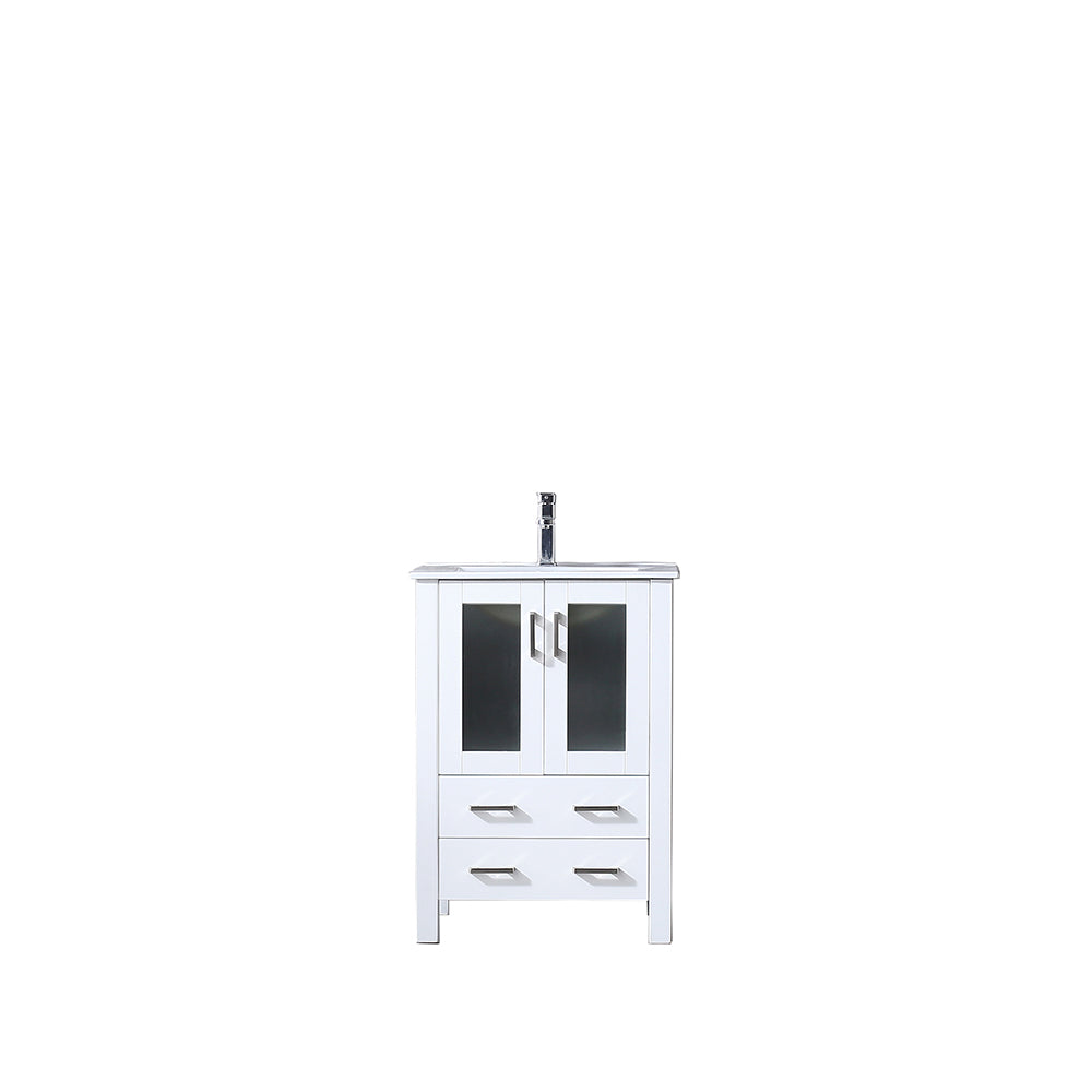 Volez 24" Single Vanity White, Integrated Top, White Integrated Square Sink and no Mirror