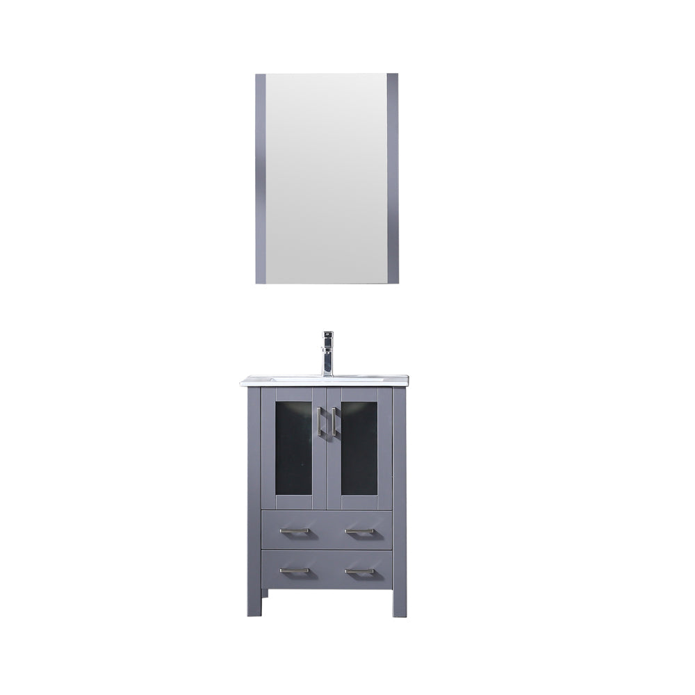 Volez 24" Single Vanity Dark Grey, Integrated Top, White Integrated Square Sink and 22" Mirror