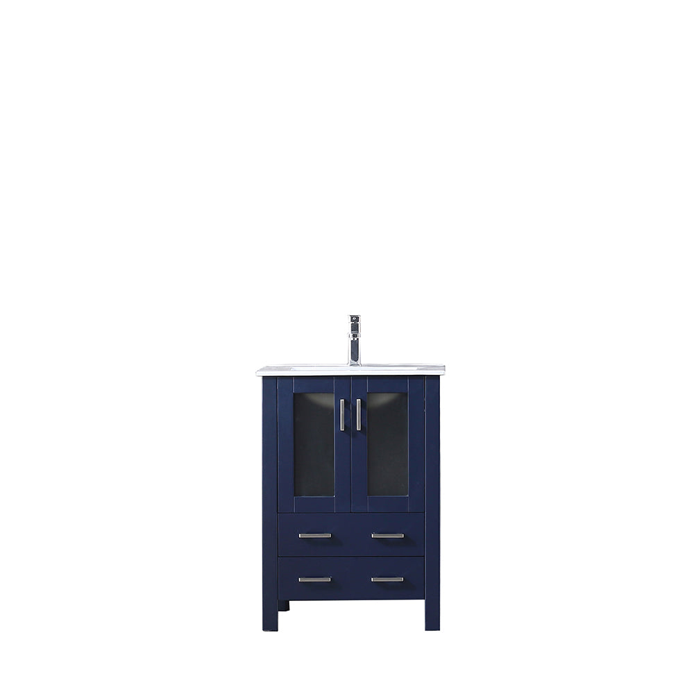 Volez 24" Single Vanity Navy Blue, Integrated Top, White Integrated Square Sink and no Mirror