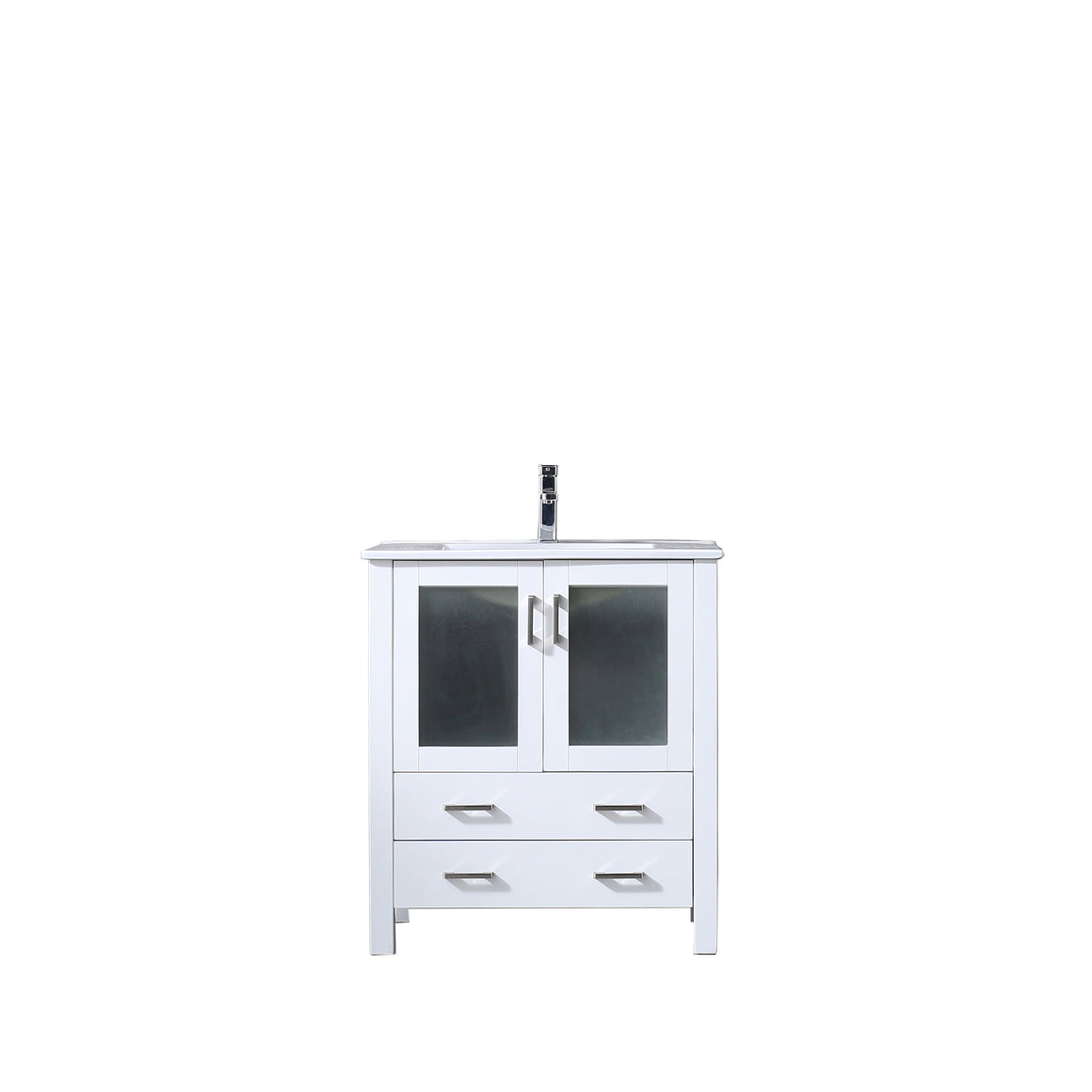 Volez 30" Single Vanity White, Integrated Top, White Integrated Square Sink and no Mirror