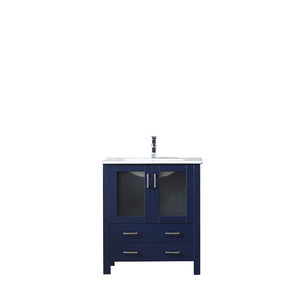 Volez 30" Single Vanity Navy Blue, Integrated Top, White Integrated Square Sink and no Mirror