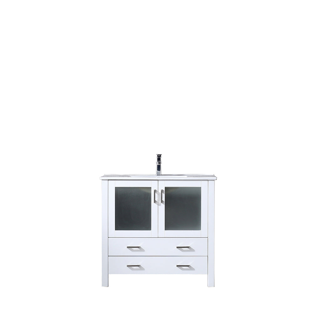 Volez 36" Single Vanity White, Integrated Top, White Integrated Square Sink and no Mirror