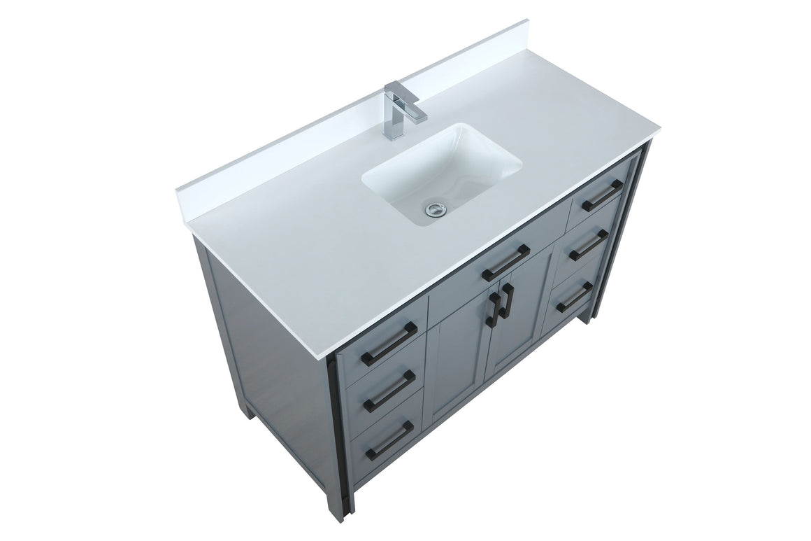 Ziva 48" Dark Grey Single Vanity, Cultured Marble Top, White Square Sink and no Mirror