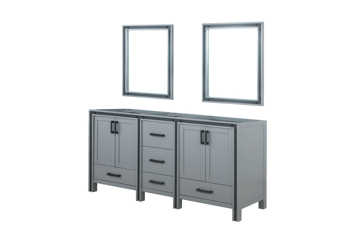 Ziva 72" Dark Grey Double Vanity, no Top and 30" Mirrors