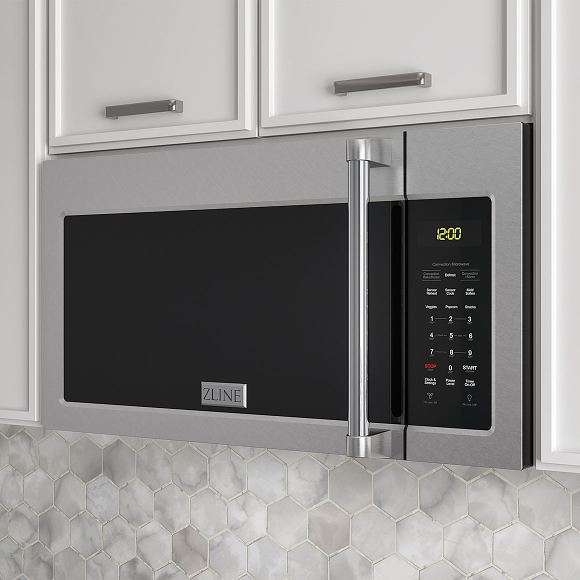ZLINE Over the Range Convection Microwave Oven in DuraSnow® Stainless Steel with Traditional Handle and Sensor Cooking