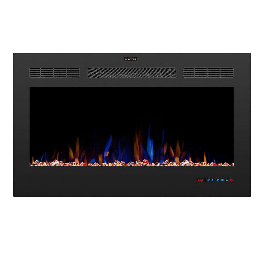 TREXM 36 inch LED Recessed Electric Fireplace with 3 Flame Colors