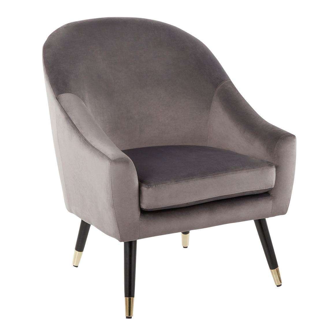 Matisse Contemporary/Glam Accent Chair in Silver Velvet with Gold Accent by LumiSource