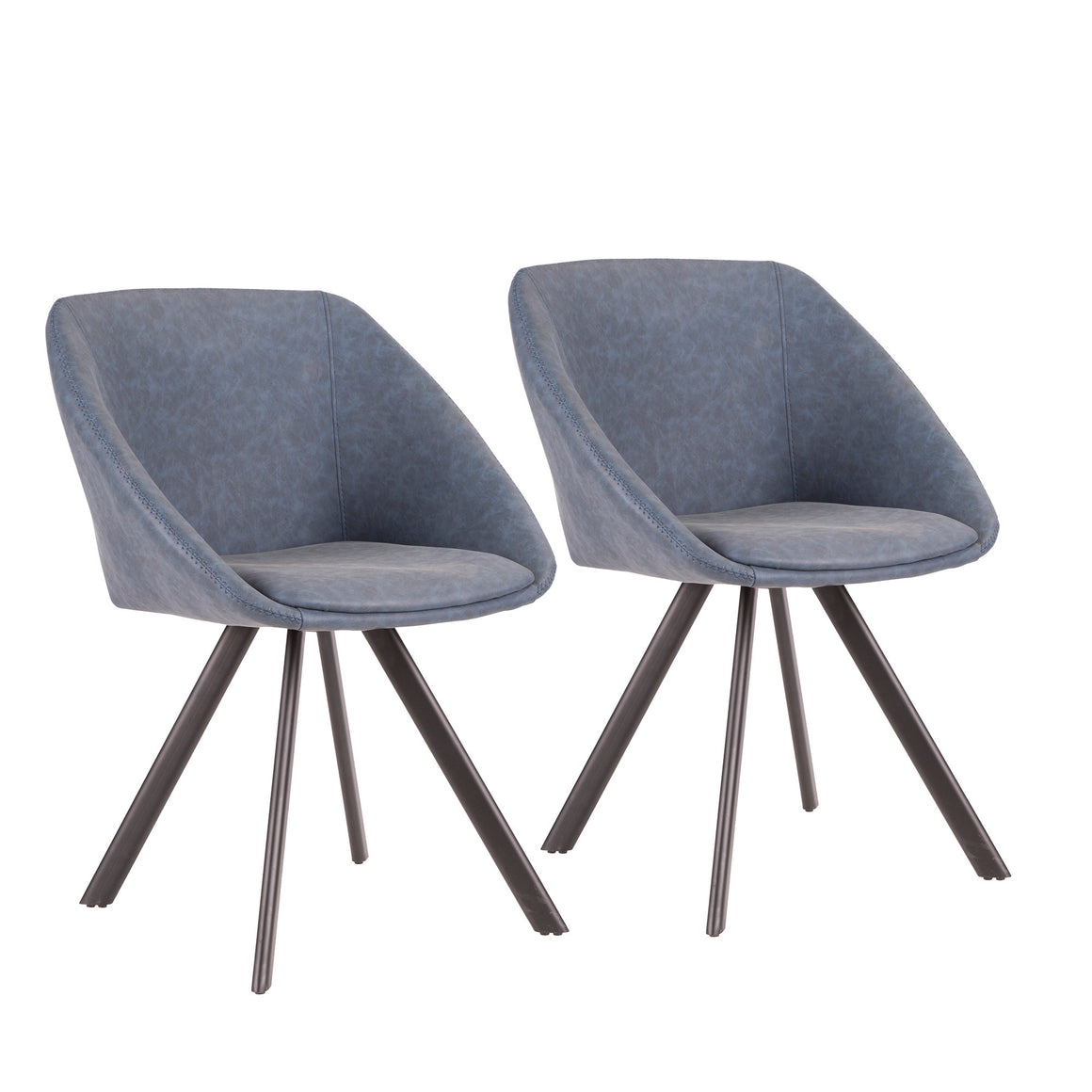 Matisse Contemporary Chair in Blue Faux Leather by LumiSource - Set of 2