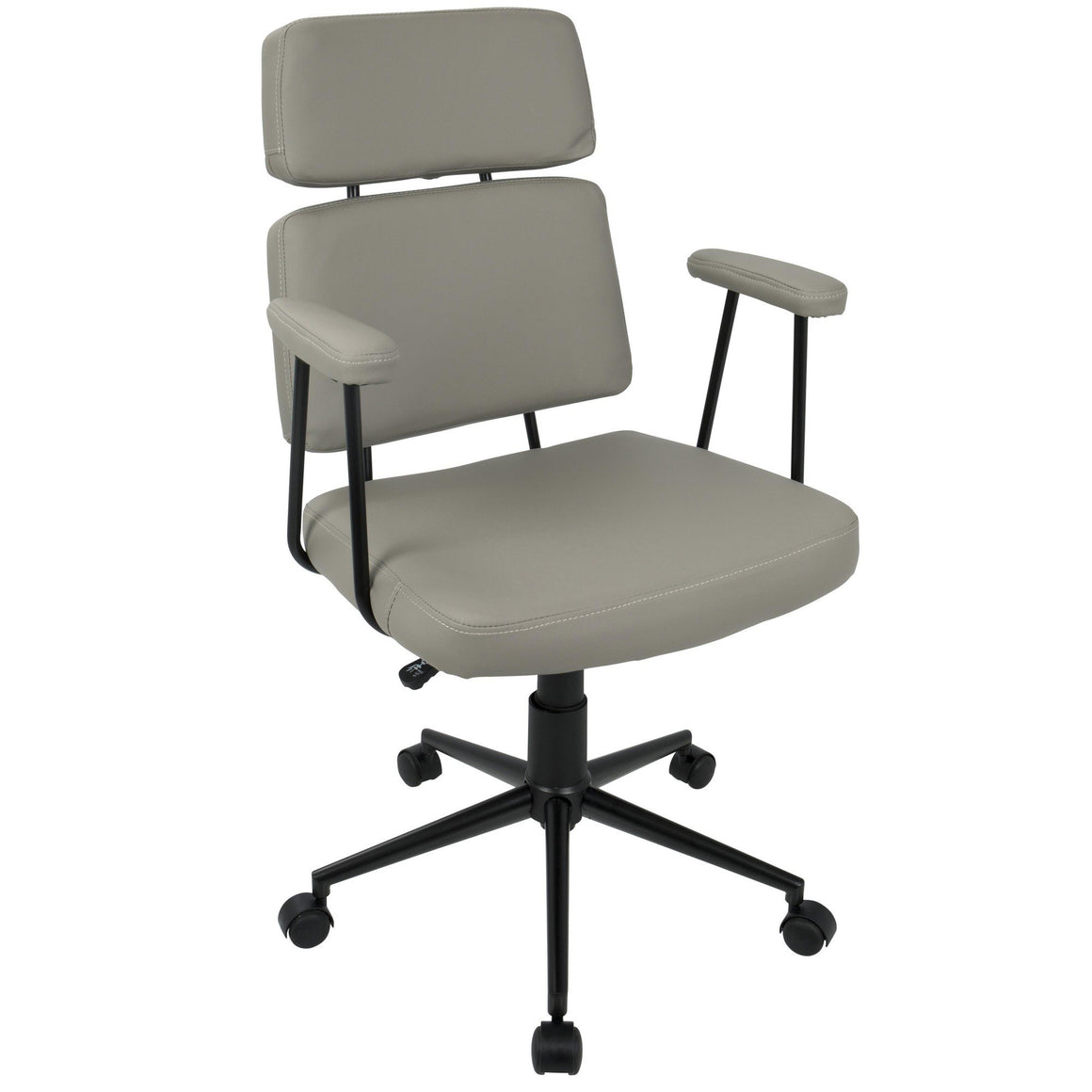Sigmund Contemporary Adjustable Office Chair in Grey Faux Leather by LumiSource