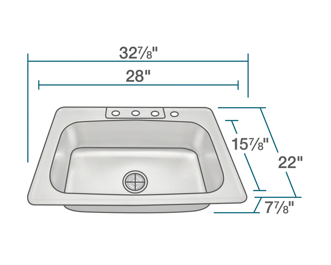 PT0301US Single Bowl Topmount Stainless Steel Sink