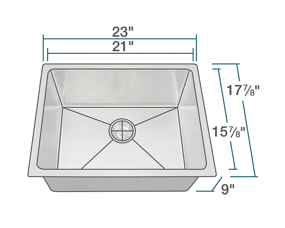 P3281 Stainless Steel Single Bowl 3/4" Radius Kitchen Sink