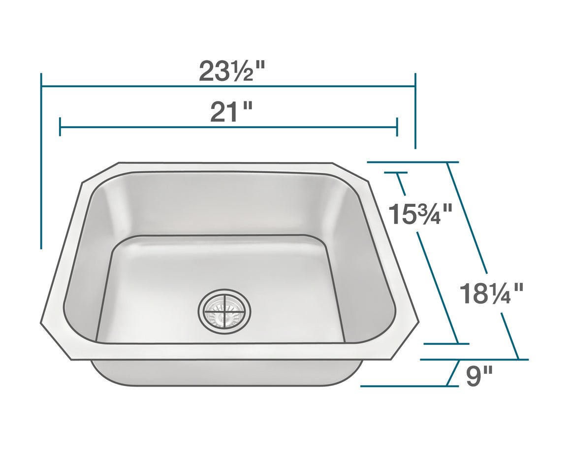 P8301US Single Bowl Stainless Steel Kitchen Sink