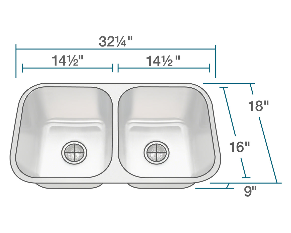 PA8123 Double Bowl Undermount Stainless Steel Sink