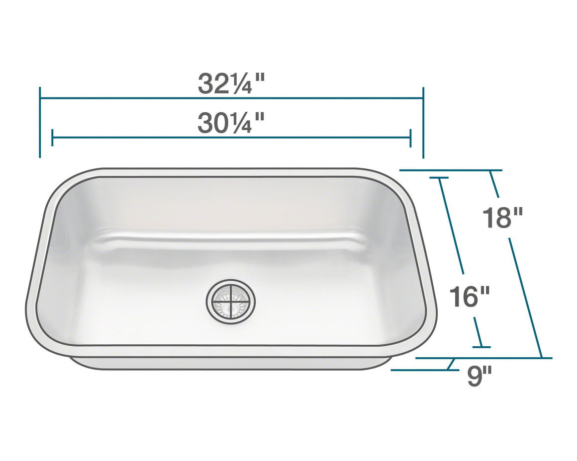 PC8123 Single Bowl Undermount Stainless Steel Sink
