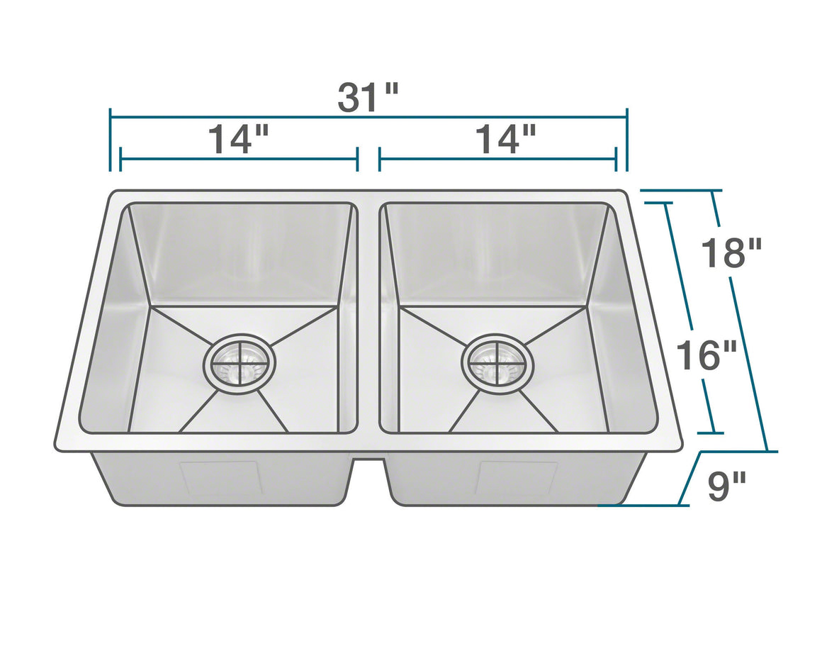 PD0213 Undermount 3/4" Radius Sink