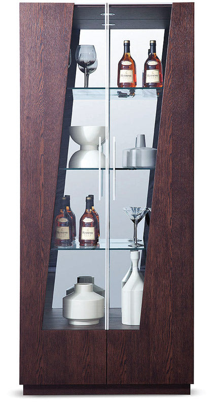 Modrest Prizma - Modern Wenge and Glass Dining Display Cabinet