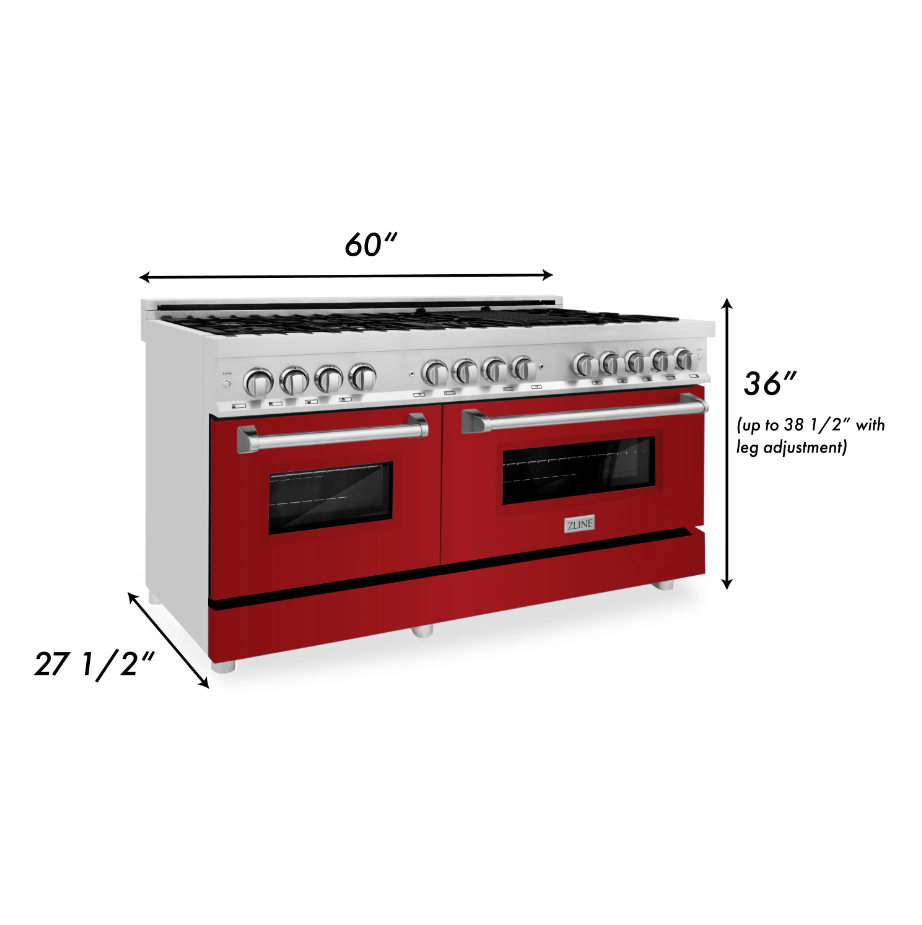  ZLINE 30 4.0 cu. ft. Dual Fuel Range with Gas Stove and Electric  Oven in Stainless Steel and Red Gloss Door (RA-RG-30) : Appliances