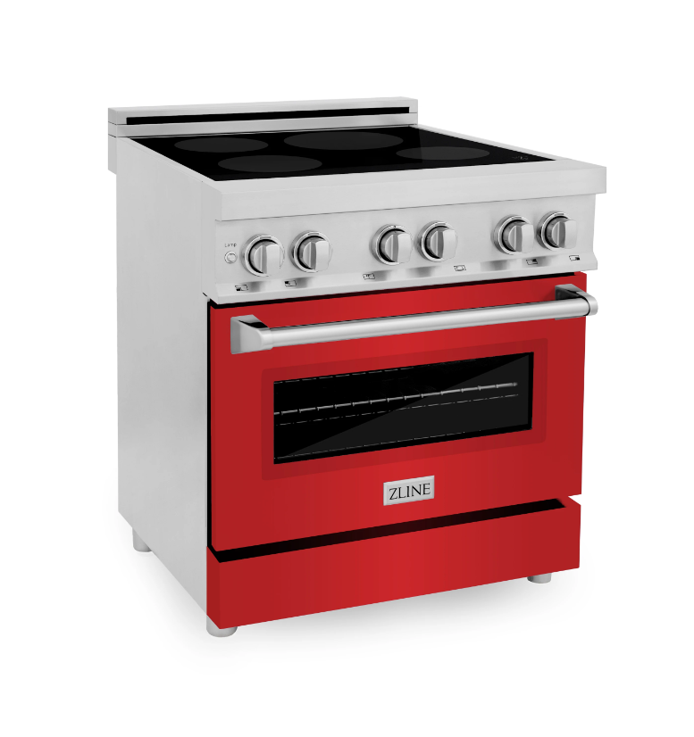 ZLINE 30 Induction Range in Stainless Steel with a Red Gloss Door (RAIND-RG-30)