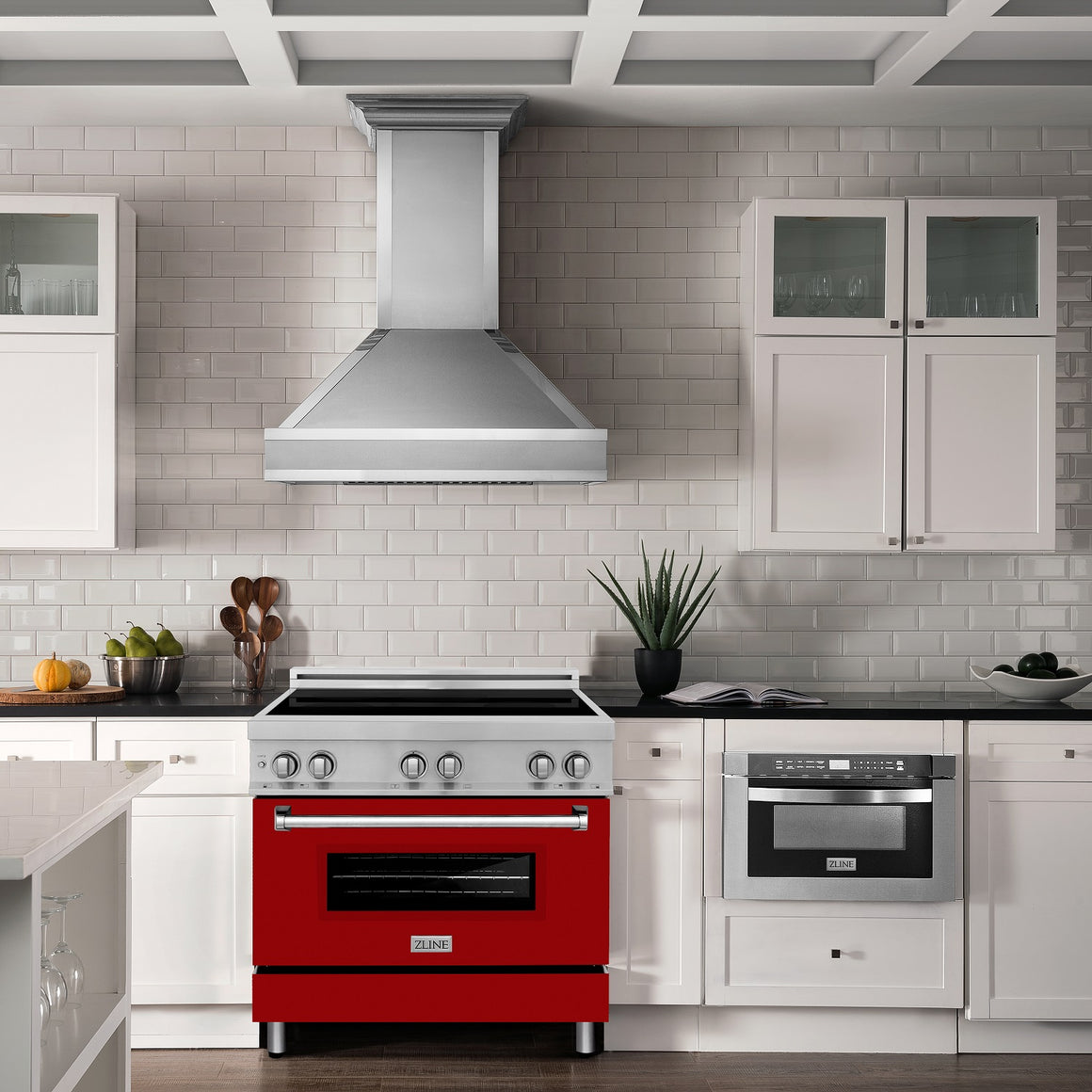 ZLINE 36 Induction Range in Stainless Steel with a Red Gloss Door (RAIND-RG-36)