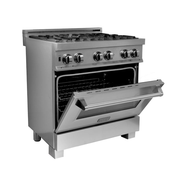 ZLINE 30 IN. Professional Dual Fuel Range in Snow Stainless with Snow Stainless Door (RAS-SN-30)