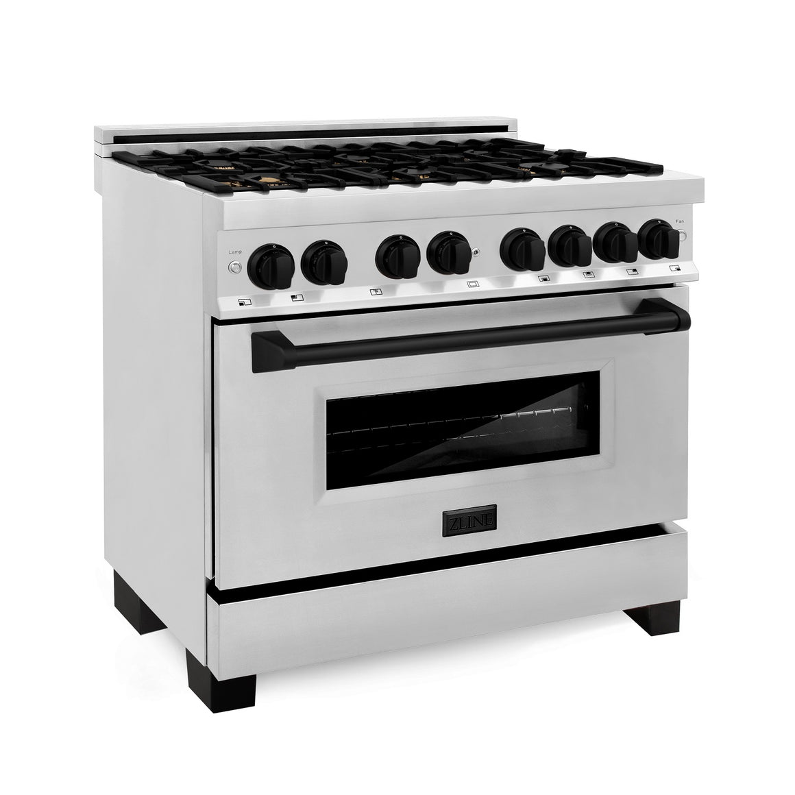 ZLINE Autograph Edition 36" 4.6 cu. ft. Dual Fuel Range in Stainless Steel with Matte Black Accents