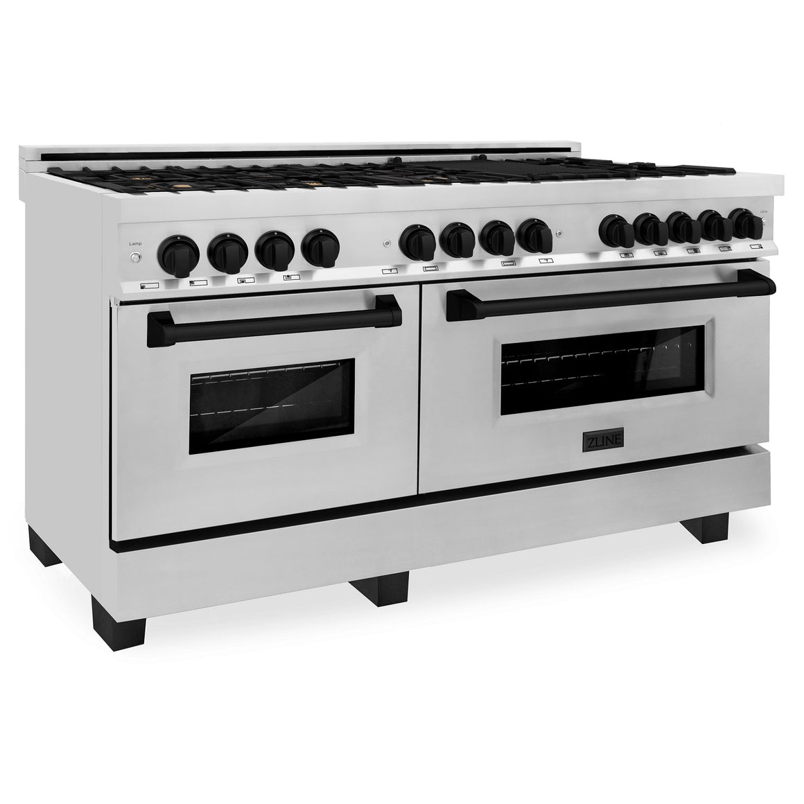 ZLINE Autograph Edition 60" 7.4 cu. ft. Dual Fuel Range in Stainless Steel with Matte Black Accents