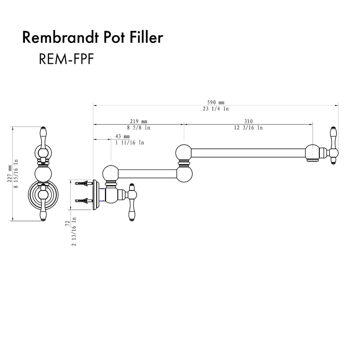 ZLINE Rembrandt Pot Filler In Brushed Nickel (REM-FPF-BN)