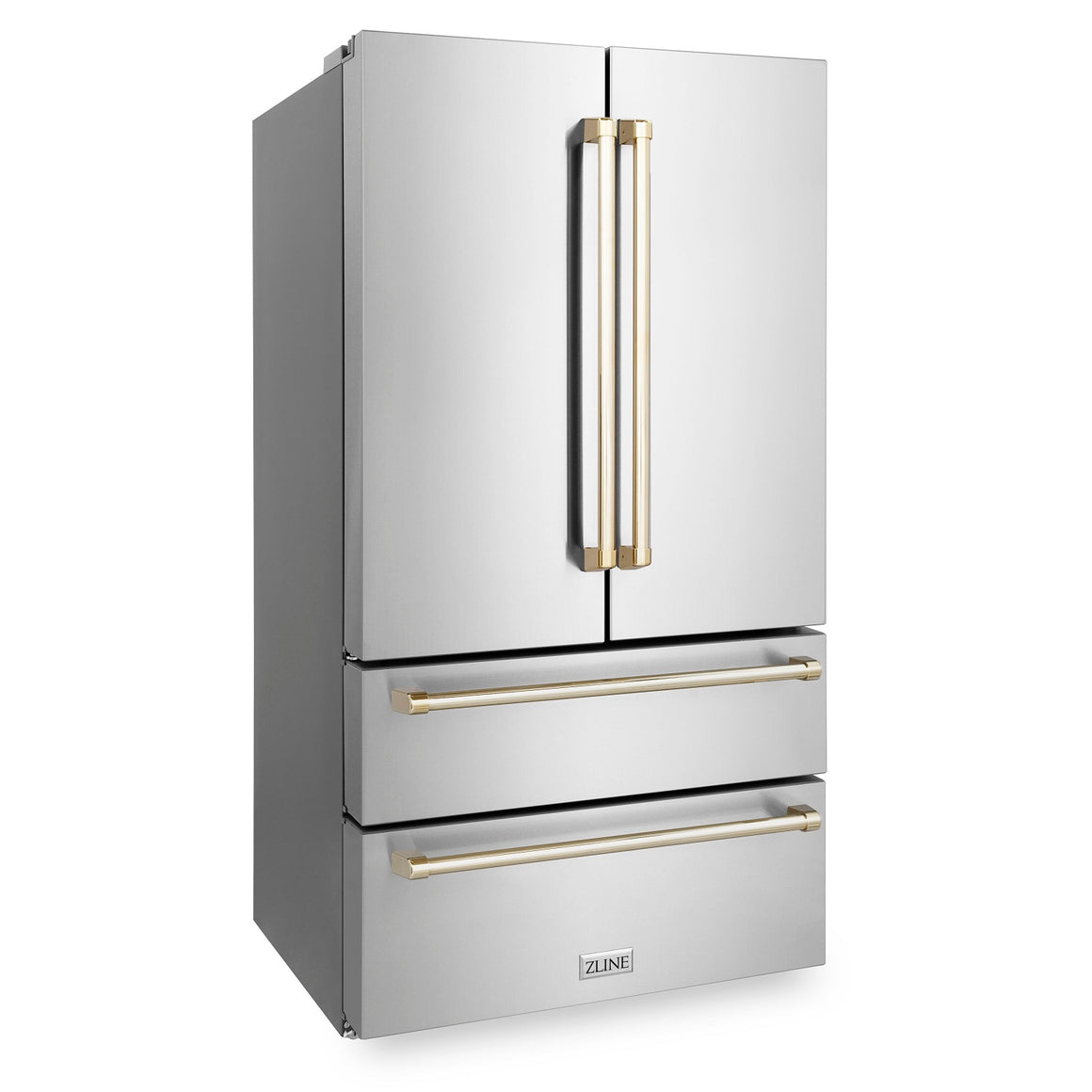 ZLINE 36" Autograph Edition 22.5 cu. ft French Door Refrigerator with Ice Maker in Fingerprint Resistant Stainless Steel with Gold Accents