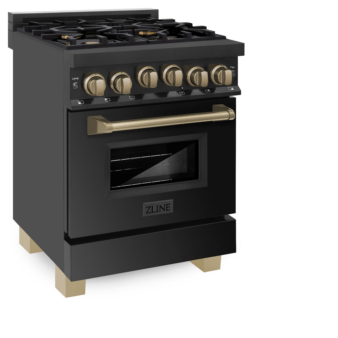 ZLINE Autograph Edition 24" 2.8 cu. ft. Range with Gas Stove and Gas Oven in Black Stainless Steel with Champagne Bronze Accents (RGBZ-24-CB)