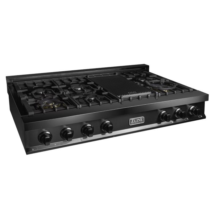 ZLINE 48 IN. ceramic rangetop in black stainless with 7 gas burners (RTB-48)