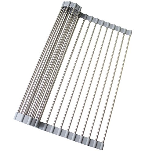 Ruvati RVA1340 Over-the-sink Roll-up Drying Rack Stainless Steel 20.5-inch by 13.5-inch