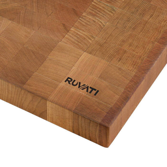 Ruvati 17 x 16 x 2 inch thick End-Grain American Cherry Butcher Block Solid Wood Large Cutting Board – RVA2445CER