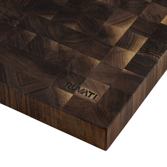 Ruvati 17 x 16 x 2 inch thick End-Grain Solid American Walnut Butcher Block Wood Large Cutting Board – RVA2445WAL