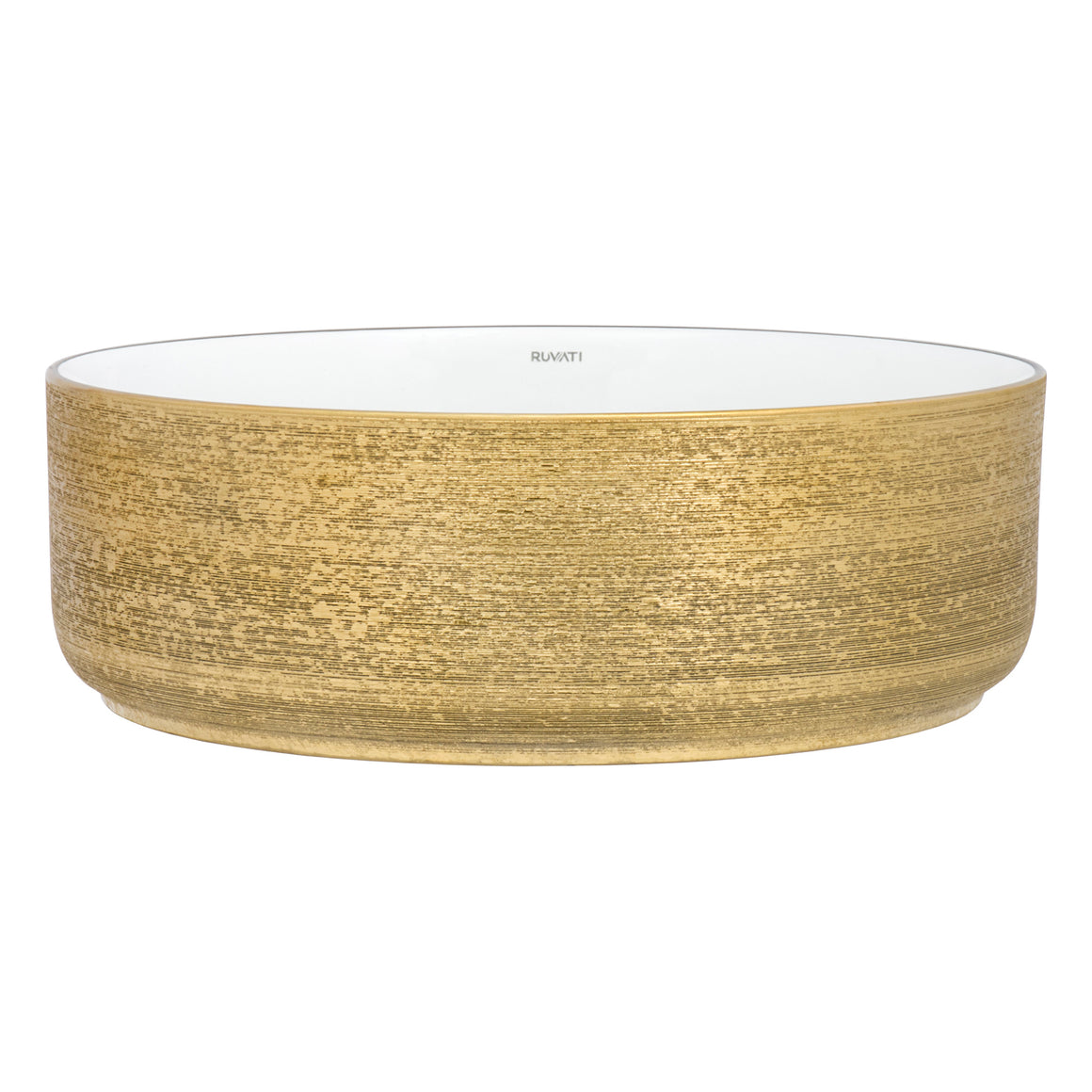 Ruvati 16 x 16 inch Bathroom Vessel Sink Gold Decorative Art Above Vanity Counter White Ceramic – RVB0314WG