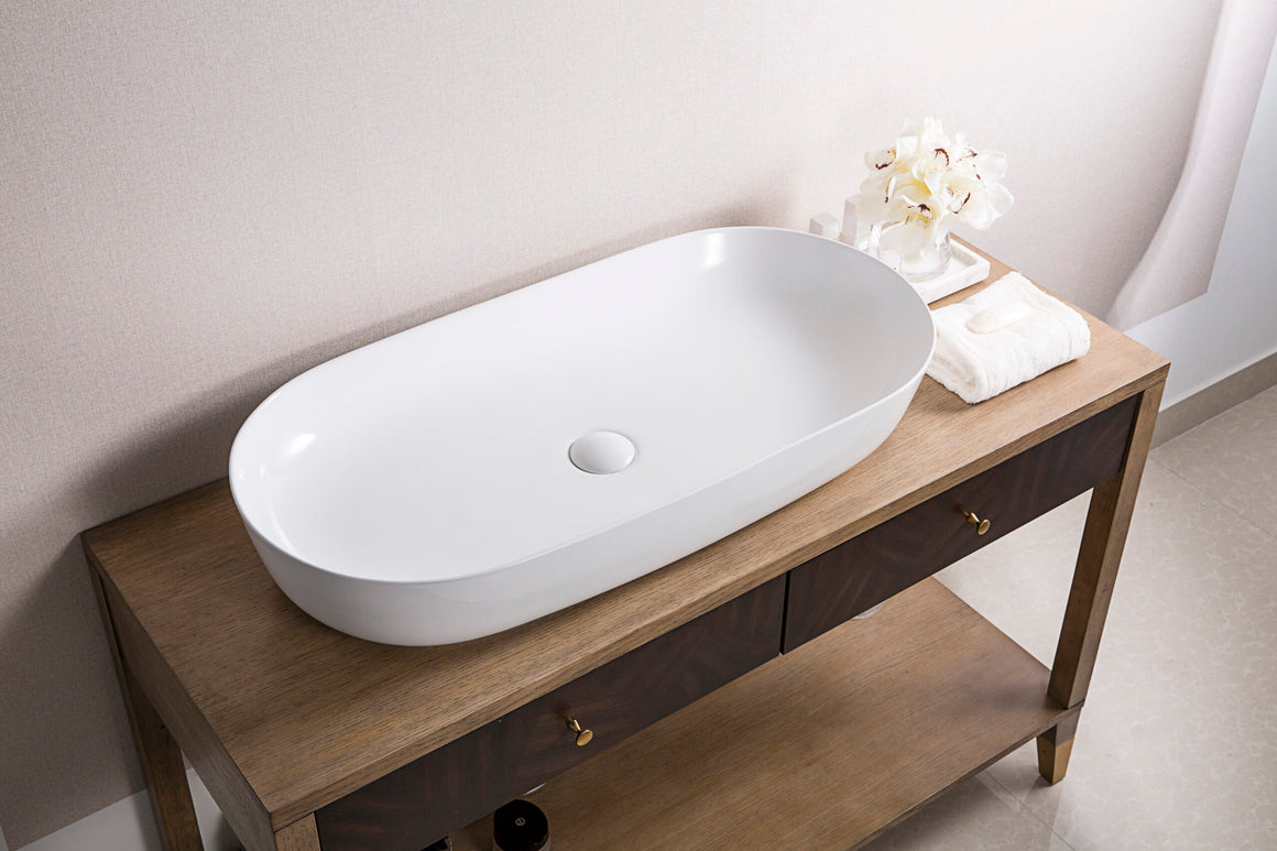 Ruvati RVB0432 32 x 16 inch Bathroom Vessel Sink White Oval Above Counter Vanity Porcelain Ceramic