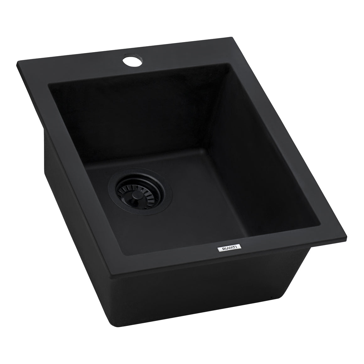 Ruvati 16 x 20 inch epiGranite Dual-Mount Granite Composite Single Bowl Kitchen Sink – Midnight Black