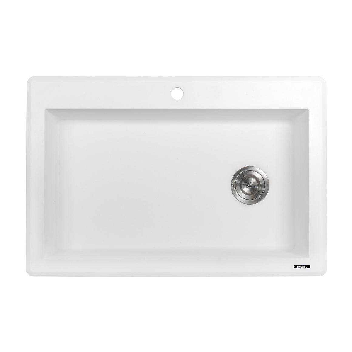 Ruvati 33 x 22 inch epiGranite Dual-Mount Granite Composite Single Bowl Kitchen Sink - Arctic White - RVG1033WH