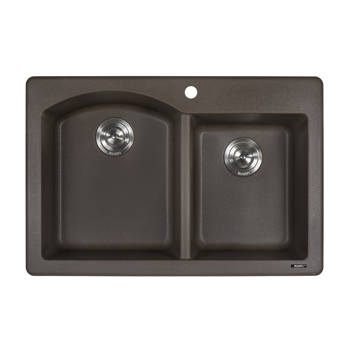 Ruvati 33 x 22 inch epiGranite Dual-Mount Granite Composite Double Bowl Kitchen Sink - Espresso Brown - RVG1344ES