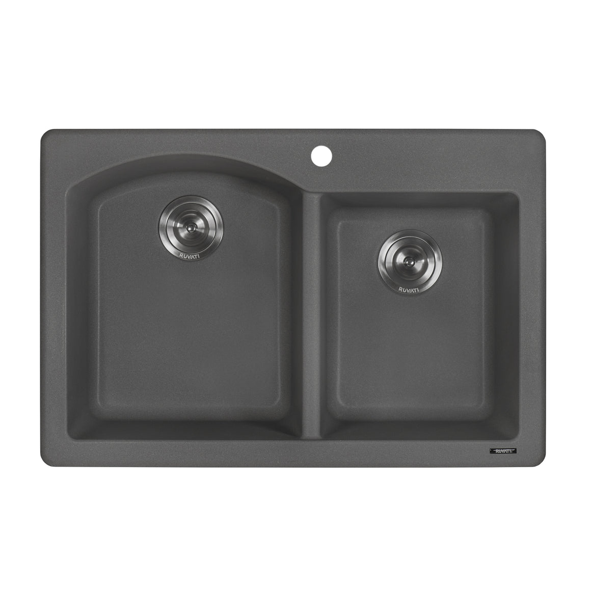 Ruvati 33 x 22 inch epiGranite Dual-Mount Granite Composite Double Bowl Kitchen Sink - Urban Gray - RVG1344GR