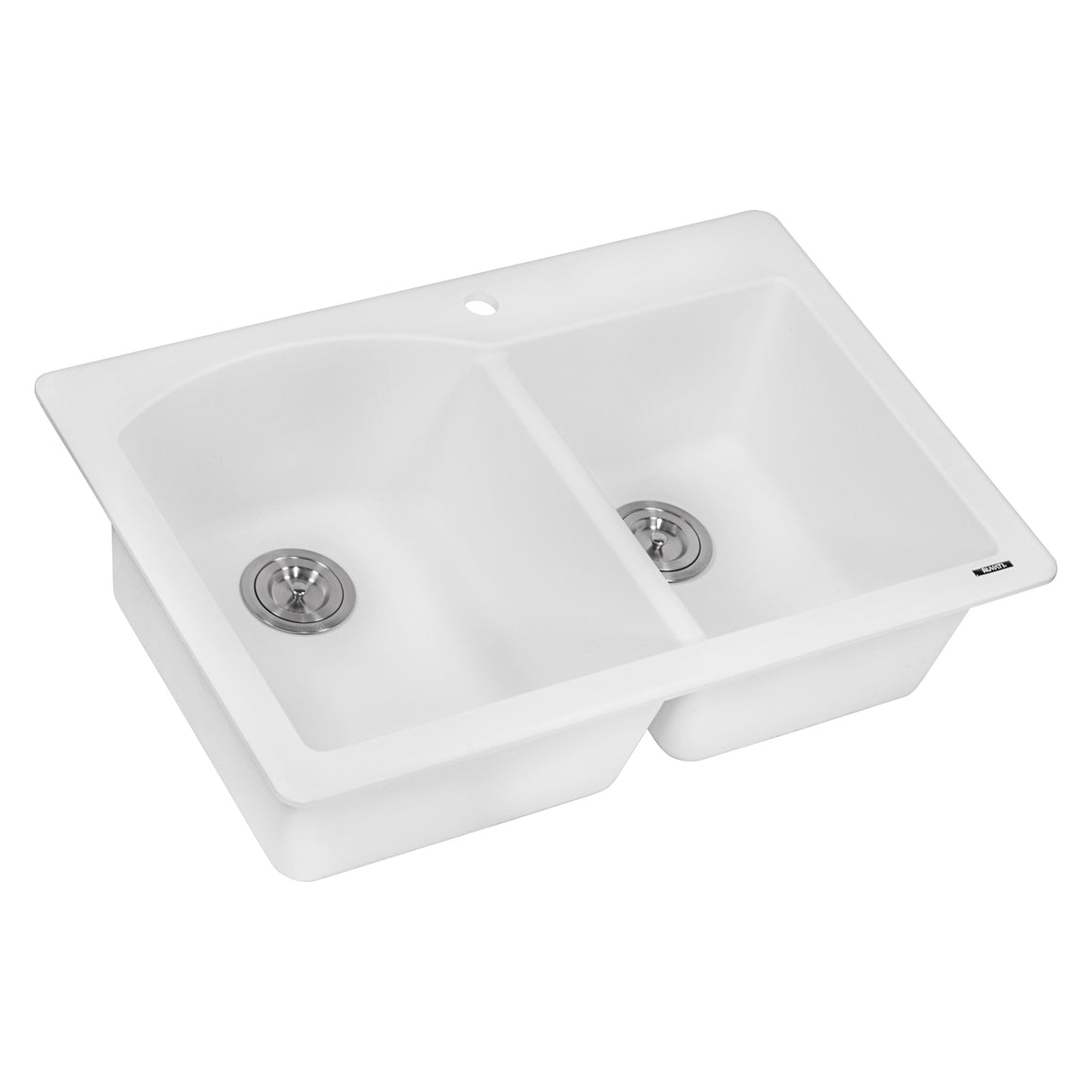 Ruvati 33 x 22 inch epiGranite Dual-Mount Granite Composite Double Bowl Kitchen Sink - Arctic White - RVG1344WH