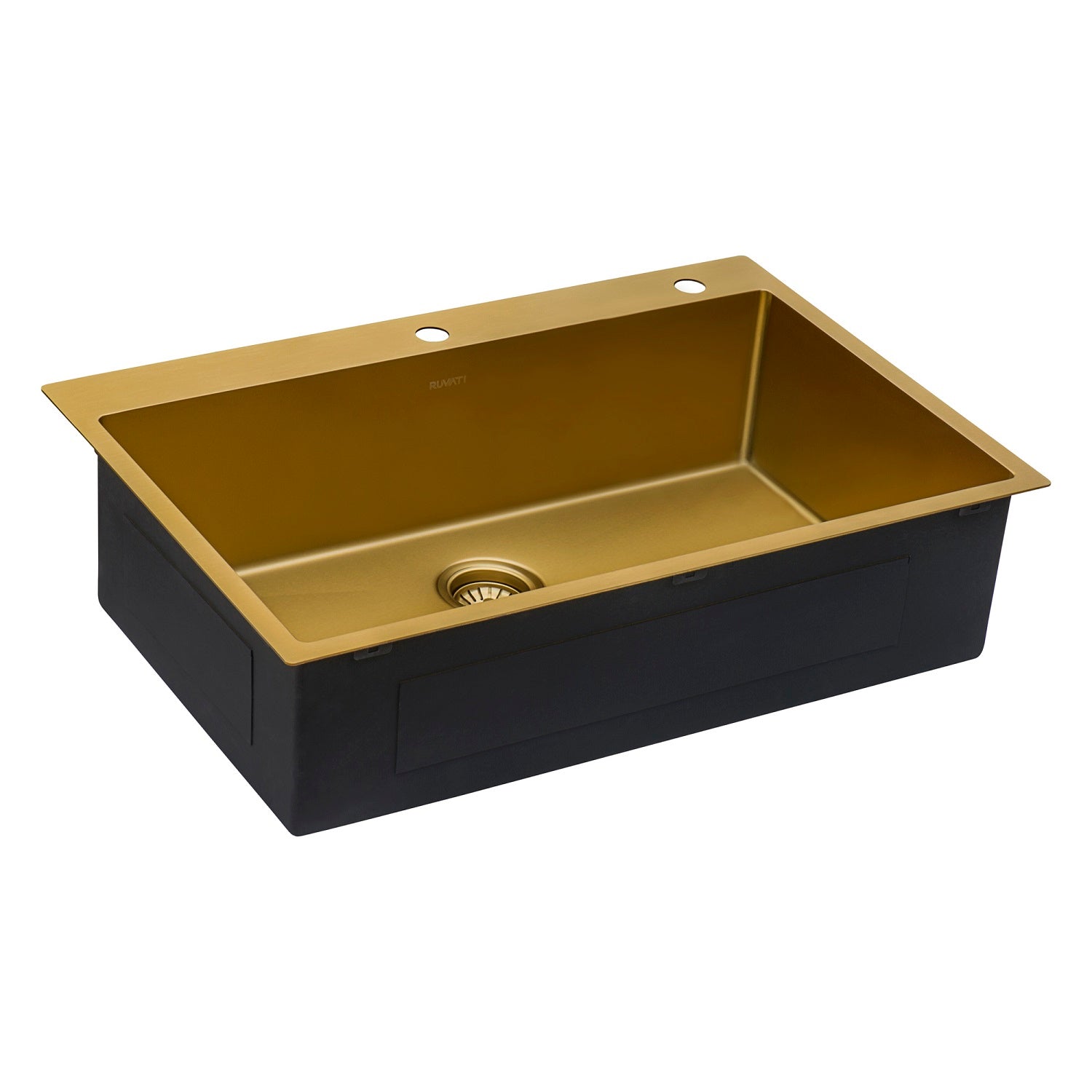 Ruvati 33 x 22 inch Satin Brass Matte Gold Stainless Steel Drop-in Topmount Kitchen Sink Single Bowl RVH5005GG - 5