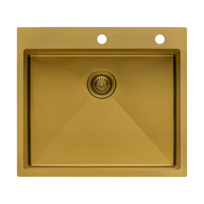 Ruvati 33 x 22 inch Satin Brass Matte Gold Stainless Steel Drop-in Topmount Kitchen Sink Single Bowl RVH5005GG - 2