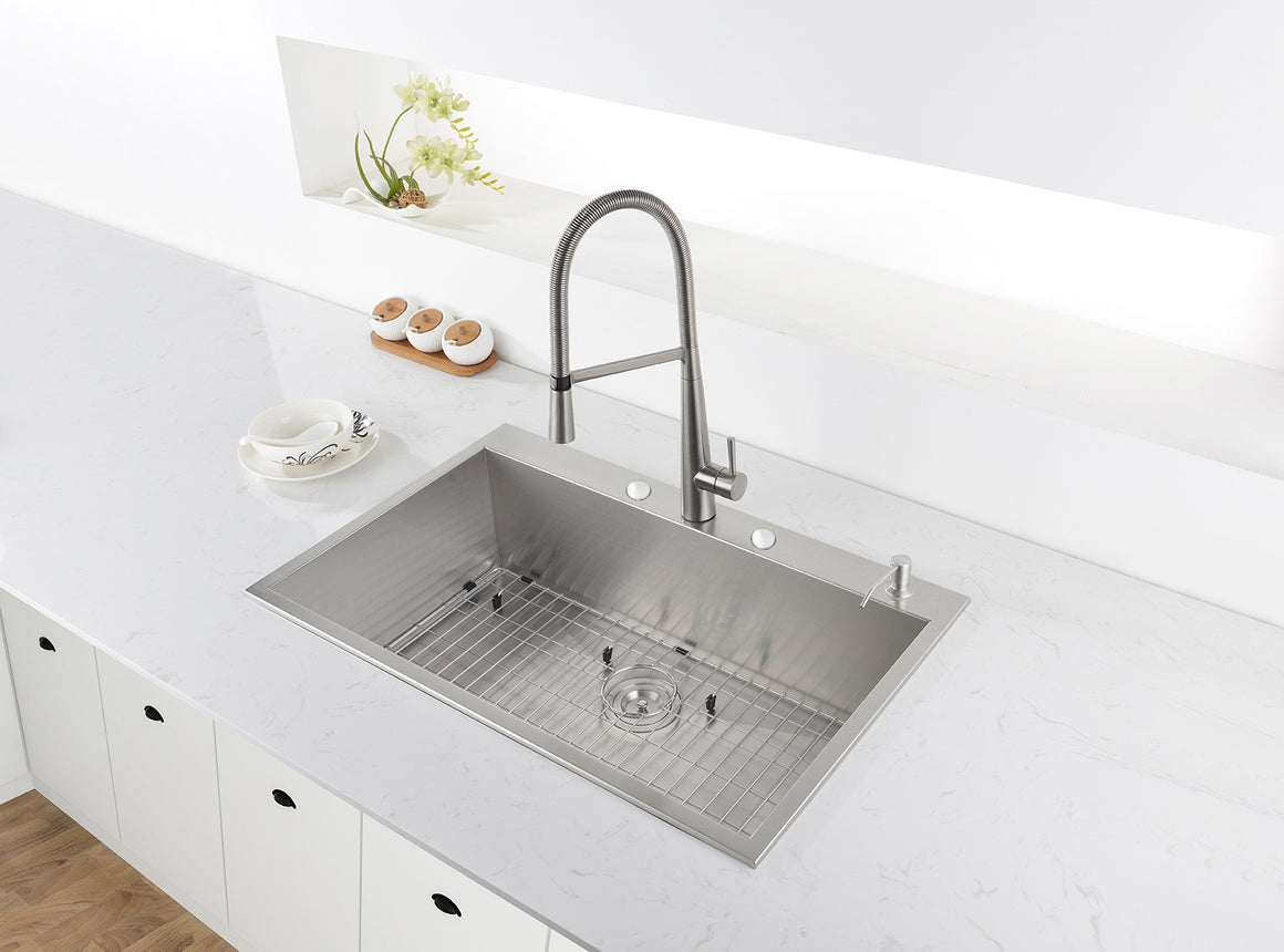 Ruvati 33 x 22 inch Drop-in Topmount 16 Gauge Zero Radius Stainless Steel Kitchen Sink Single Bowl - RVH8001
