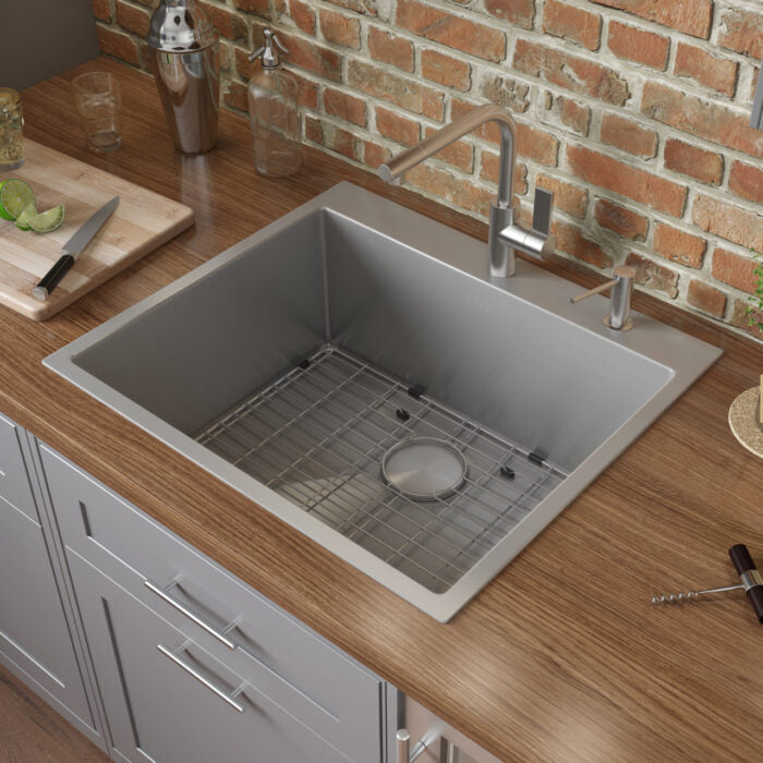 Ruvati 18 x 20 inch Drop-in Topmount Rounded 16 Gauge Stainless Steel Kitchen Sink Single Bowl – RVH8006