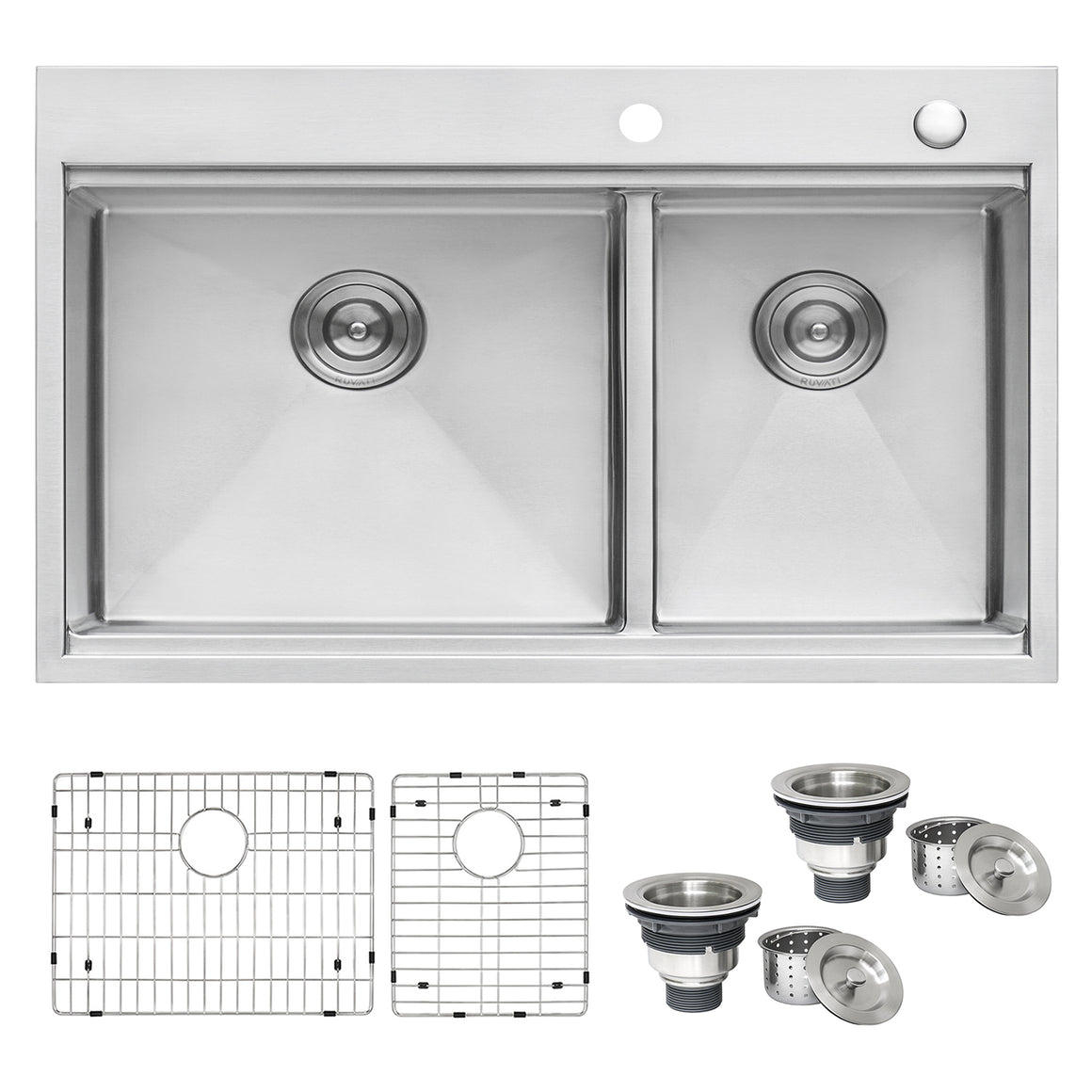 33 x 22 inch Workstation Drop-in 60/40 Double Bowl Topmount Tight Radius 16 Gauge Stainless Steel Ledge Kitchen Sink