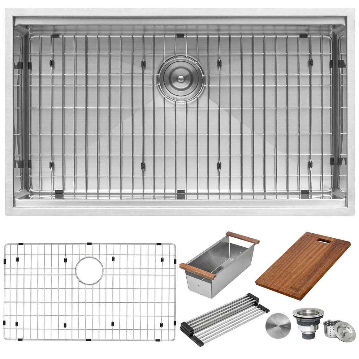 Ruvati 32-inch Workstation Ledge Tight Radius Undermount 16 Gauge Kitchen Sink Single Bowl - RVH8301