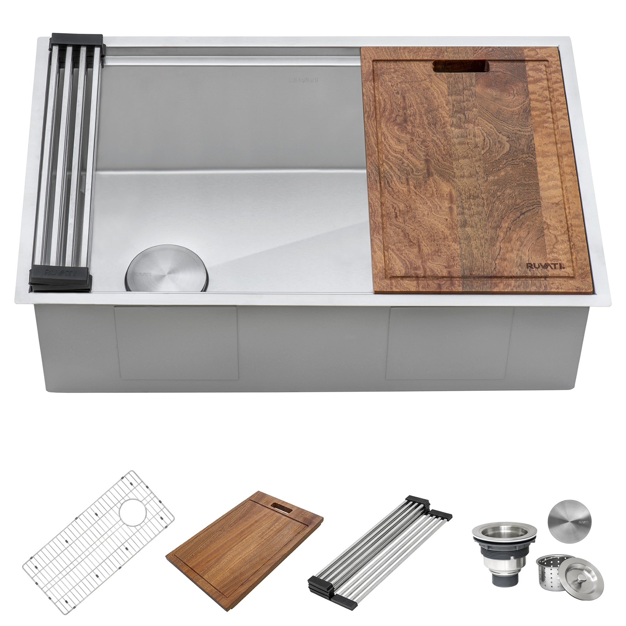 36 Stainless Steel Undermount Kitchen Sink W/ Drain Board