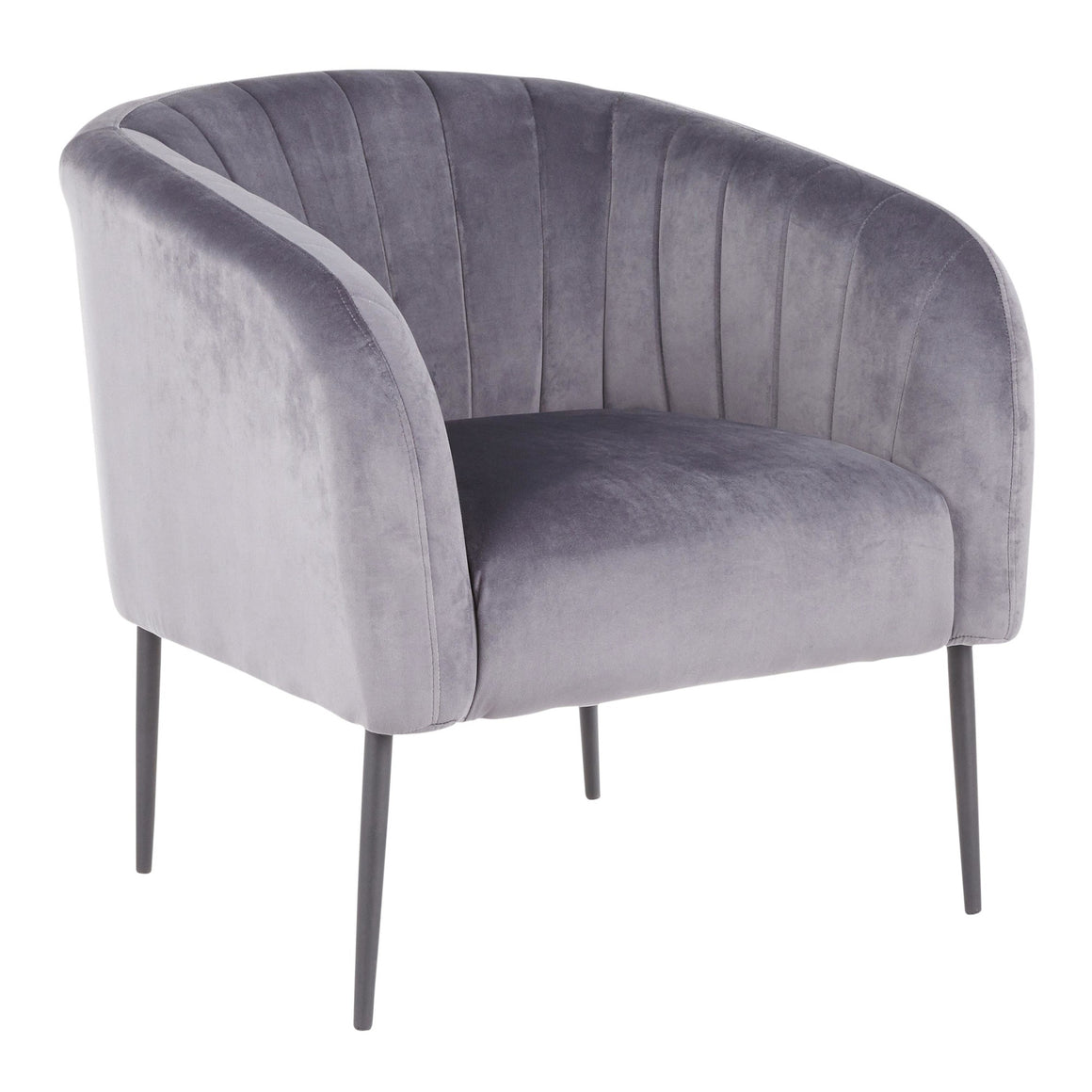 Renee Contemporary Accent Chair in Black Metal and Grey Velvet by LumiSource