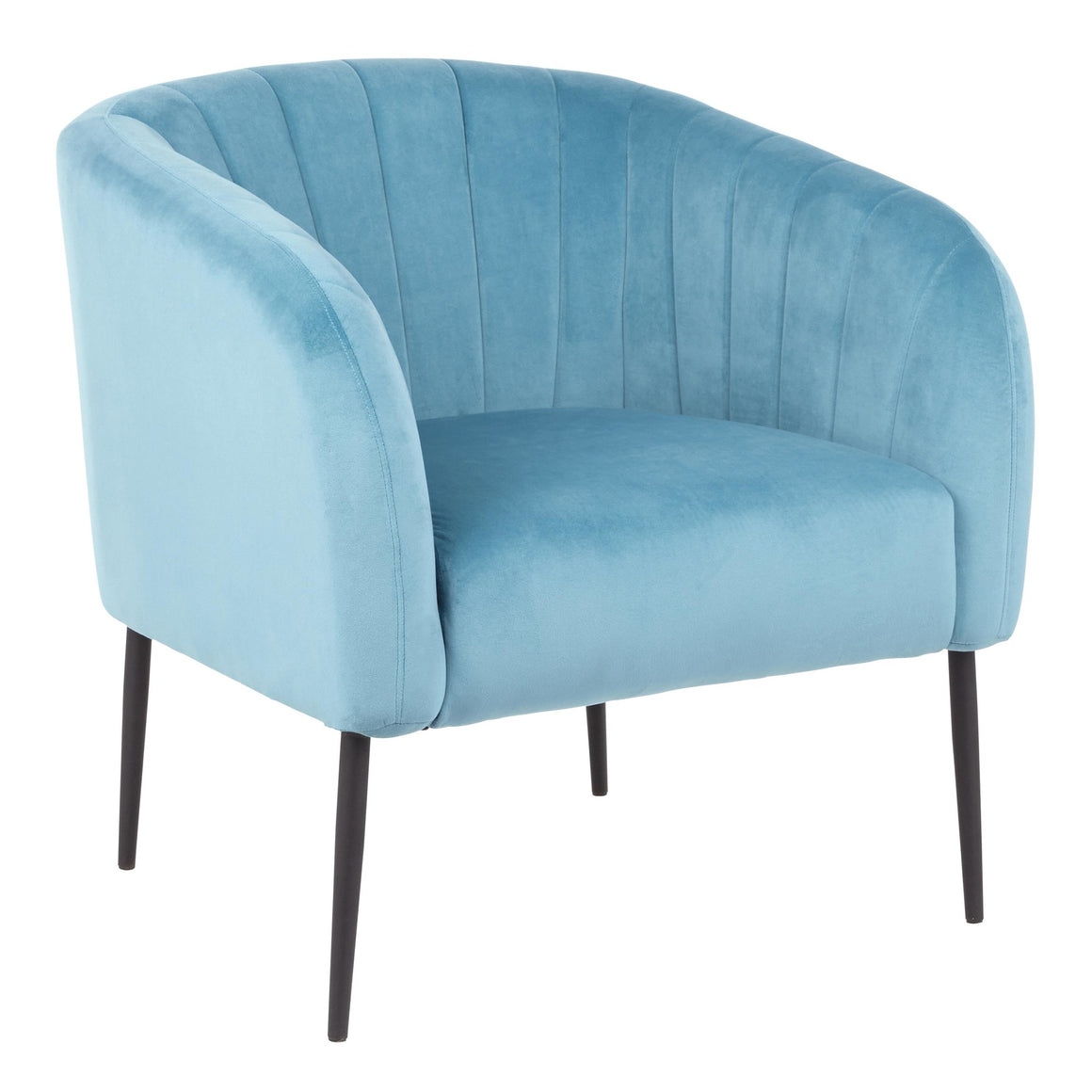 Renee Contemporary Accent Chair in Black Metal and Turquoise Velvet by LumiSource