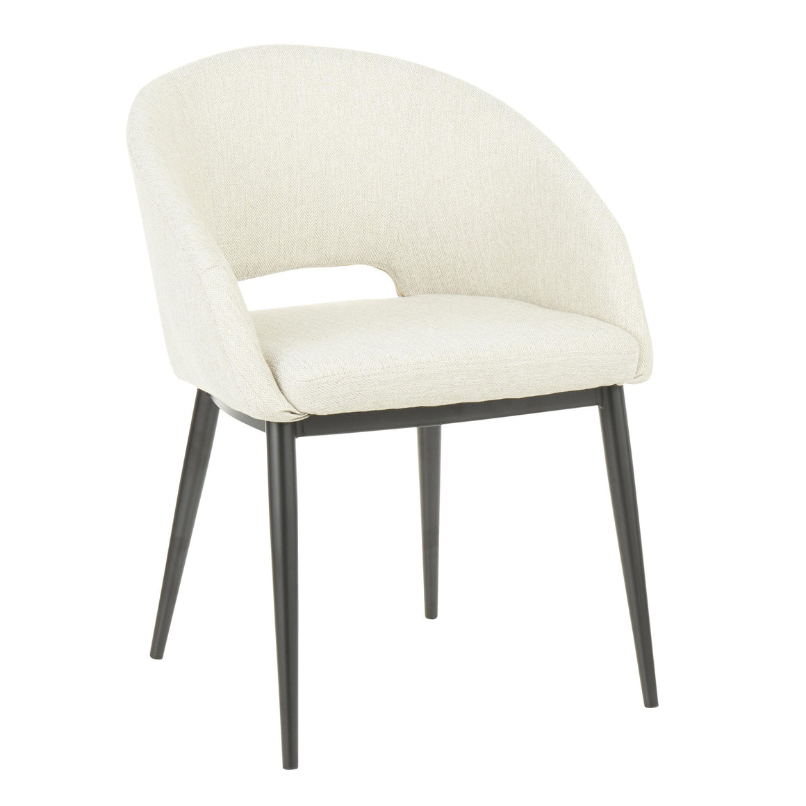 Renee Contemporary Chair in Black Metal Legs and Beige Fabric by LumiSource